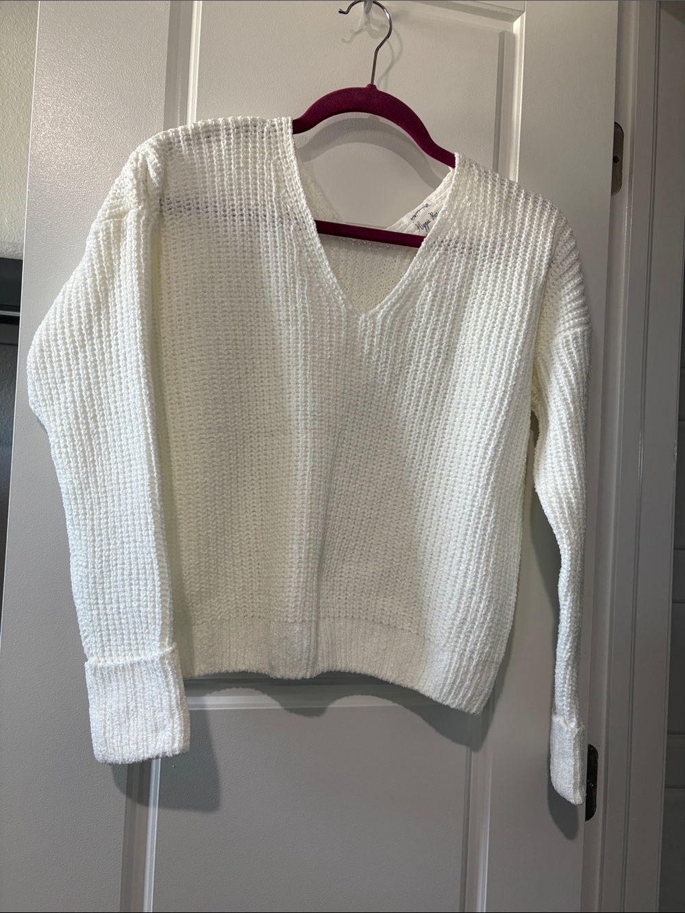 Hippie Rose Ivory V-Neck Knit Sweater